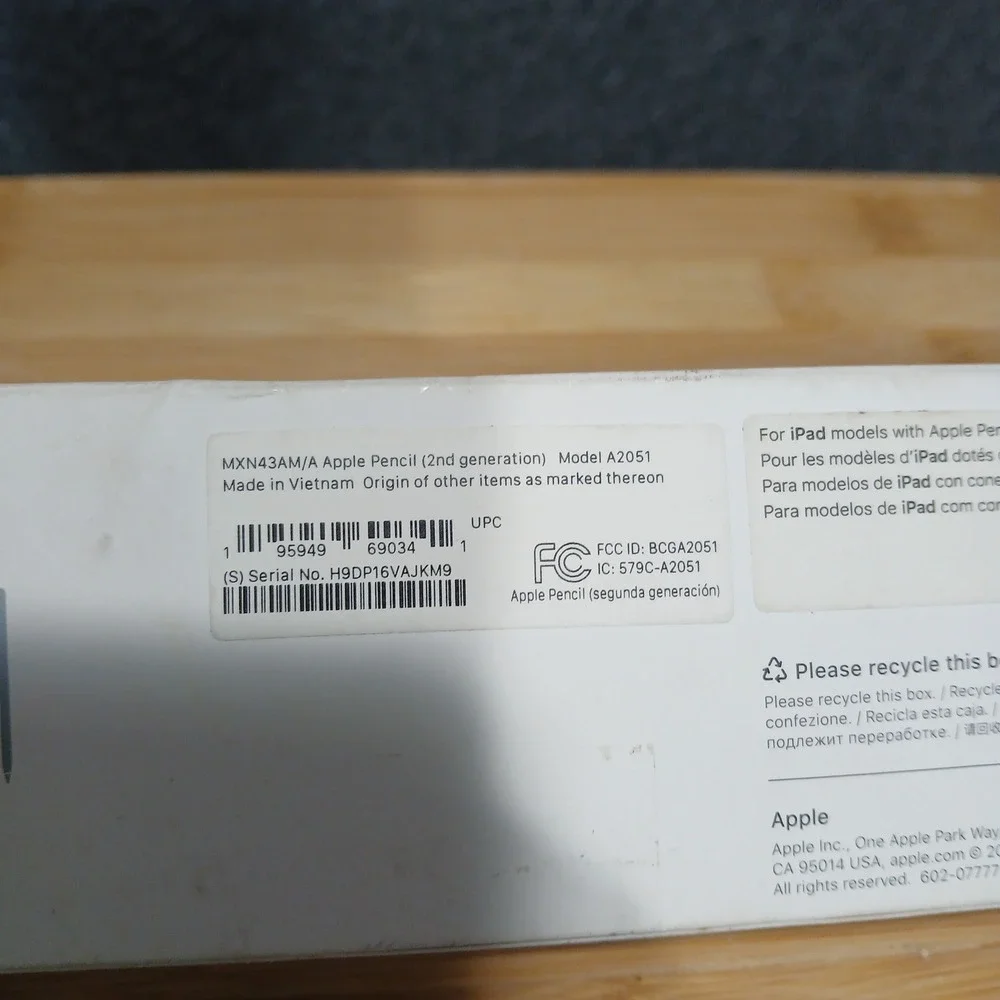 NIB 2nd Gen Apple Pencil Model A2051 MXN434AM/A Never Used Tech I Pad
